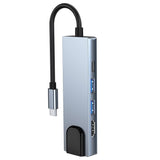 Tech-Protect 5in1 USB-C Multiport Hub-HDMI / USB-C / Ethernet / 2 X USB-A-Grå