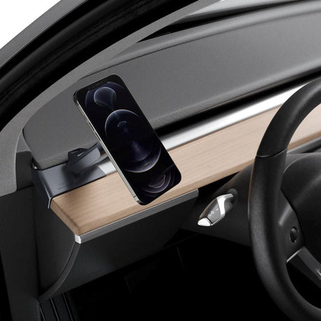 Spigen OneTap Mobilhållare för Tesla Model 3 (2020-22) / Model Y (2020-22) - MagSafe-kompatibel - Grå / Svart