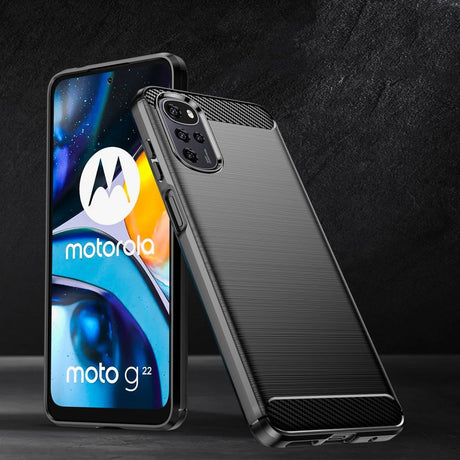 Motorola Moto G22 Tech-Protect Skal Flexibel Plast Kolfiber - Svart