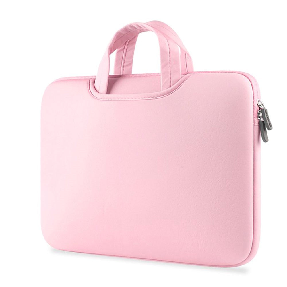 Tech-Protect Neoprene MacBook / Laptop Sleeve 13-14" med Handtag och Extra Fack (34 x 25 cm) - Rosa