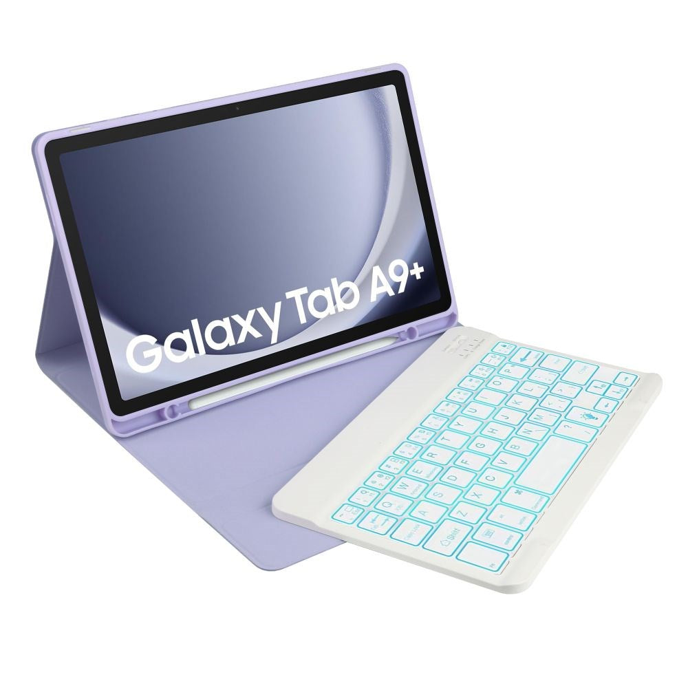 Samsung Galaxy Tab A9+ (Plus) Tech-Protect Keyboard Fodral med Pennhållare - Engelsk Layout - Lila