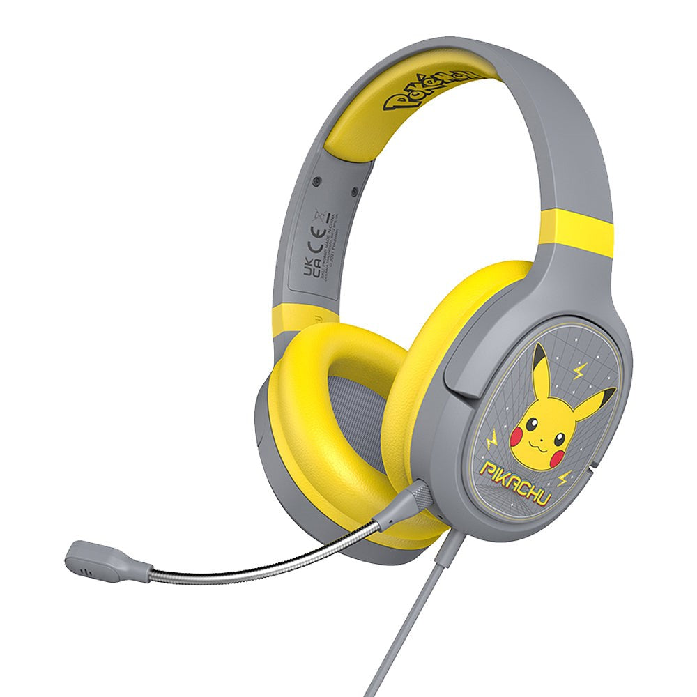 Over-Ear Gaming Headset Pro G1 m. Aftagelig Mikrofon - Pokémon Pikacu - Grå / Gul