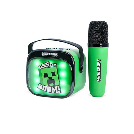 OTL MINECRAFT Karaoke Set m. Trådlös Högtalare & Mikrofon - Grön