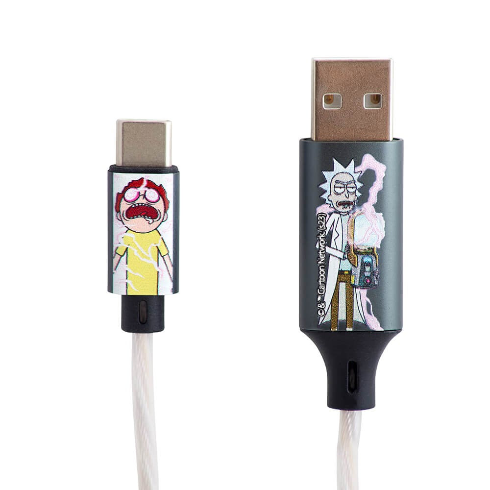 Rick & Morty Light Up USB-A till USB-C Kabel 1,2 Meter - Svart / Multi