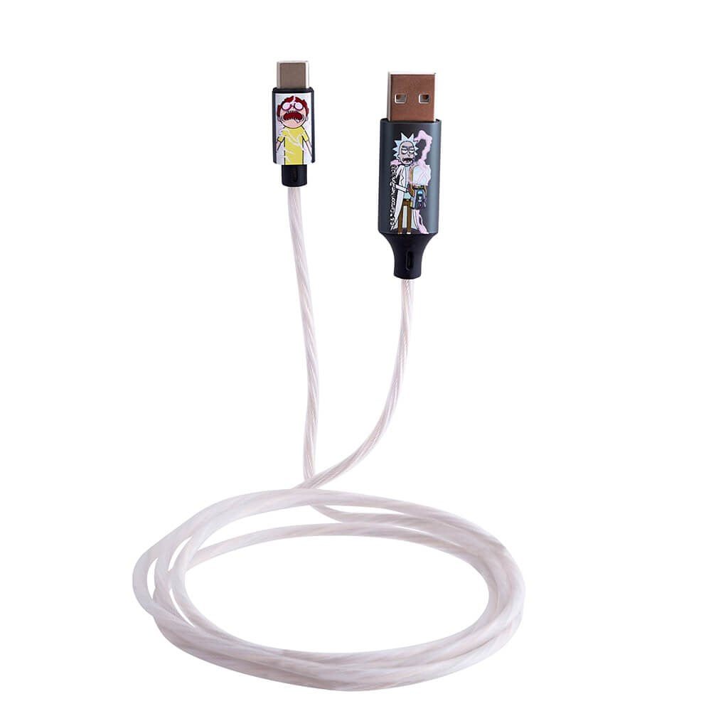 Rick & Morty Light Up USB-A till USB-C Kabel 1,2 Meter - Svart / Multi