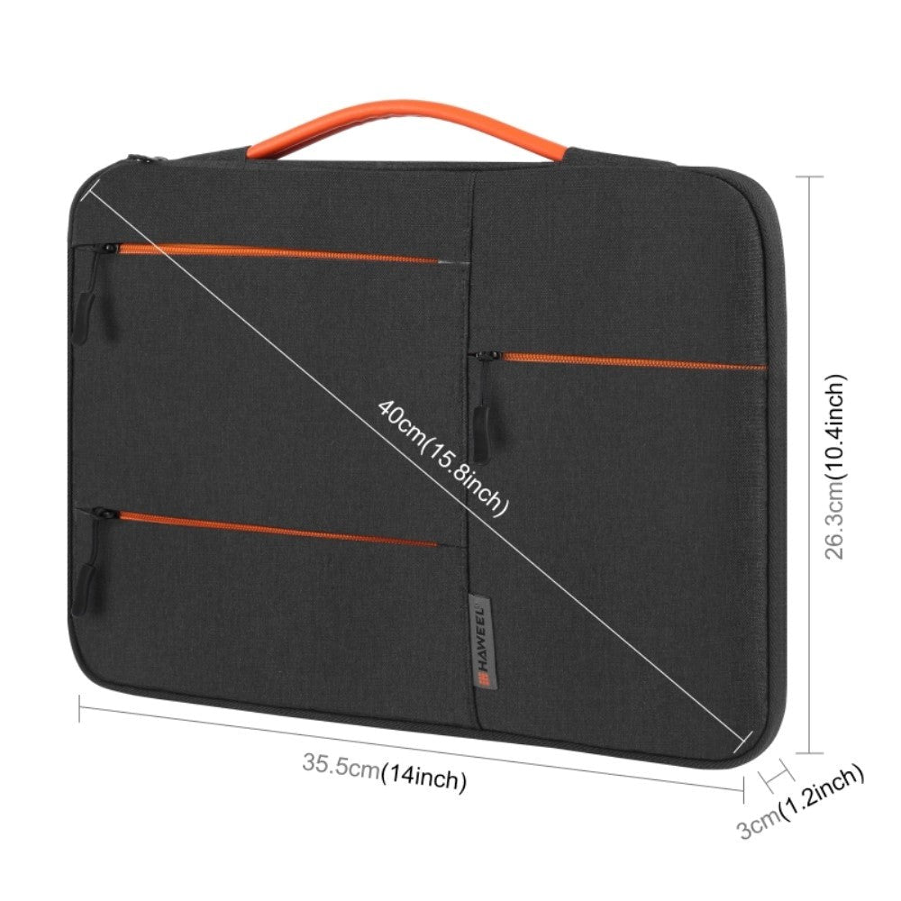 Haweel Laptop PC Sleeve m. Hantera 14" (34.5 x 25 cm) - Svart