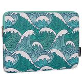 CanvasArtisan Sleeve med Vågmotiv för Macbook / Bärbar Dator 14" - (37 x 26,5 x 2 cm) - Blå