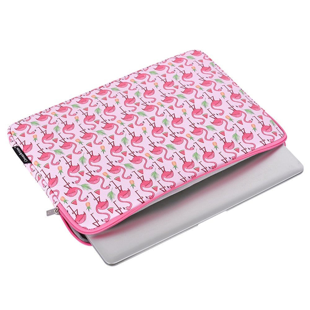 CanvasArtisan Läderväska med Flamingomotiv för Bärbar dator / Macbook 14" - (37 x 26.5 x 2 cm) - Rosa