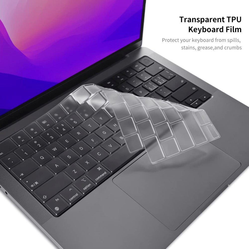 MacBook Air 13 M2/M3 (2022-2024) - Enkay - Skal m. Indgångsskydd & Tangentbordsskydd - Genomskinligt