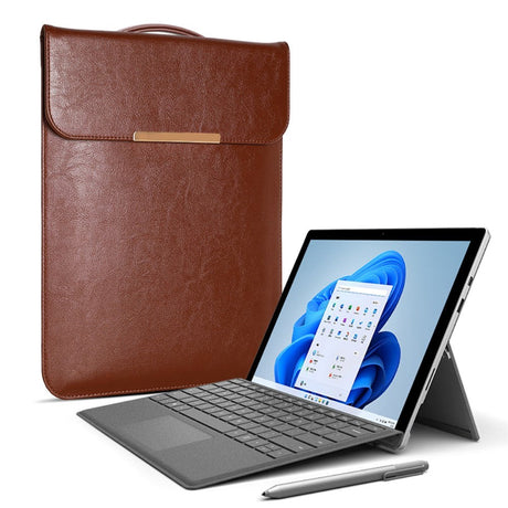 Macbook 13-14" Kunstlæder Sleeve til MacBook m. Lille Taske (33 x 25 cm) - Mørkebrun