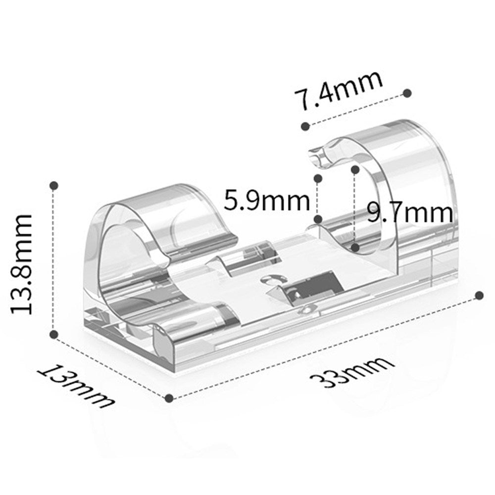 CableCreation Dubbelhäftande Kabelhållare - Large - 50 st - Genomskinlig