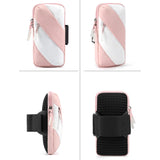 Löpararmband för Smartphone med 2 Fickor (Max. Mobil 170 x 80 mm)  - Rosa / Vit