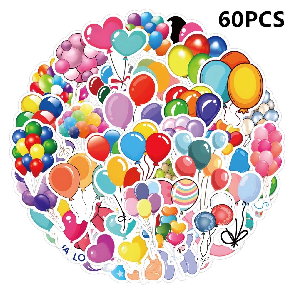 60 x Dekorative Klistremerker - Ballonger