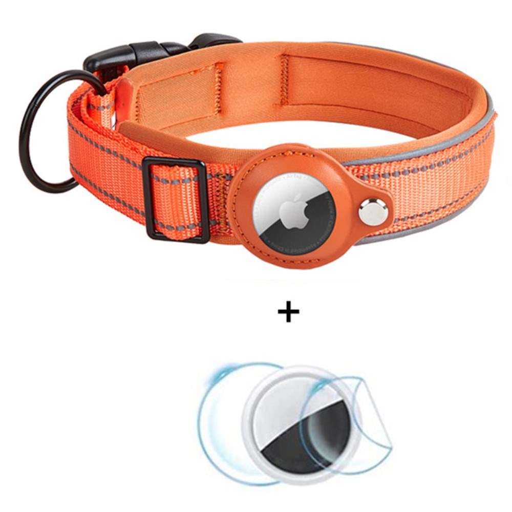Hundhalsband med Hållare för AirTag - Storlek S (30-37 cm) - Orange