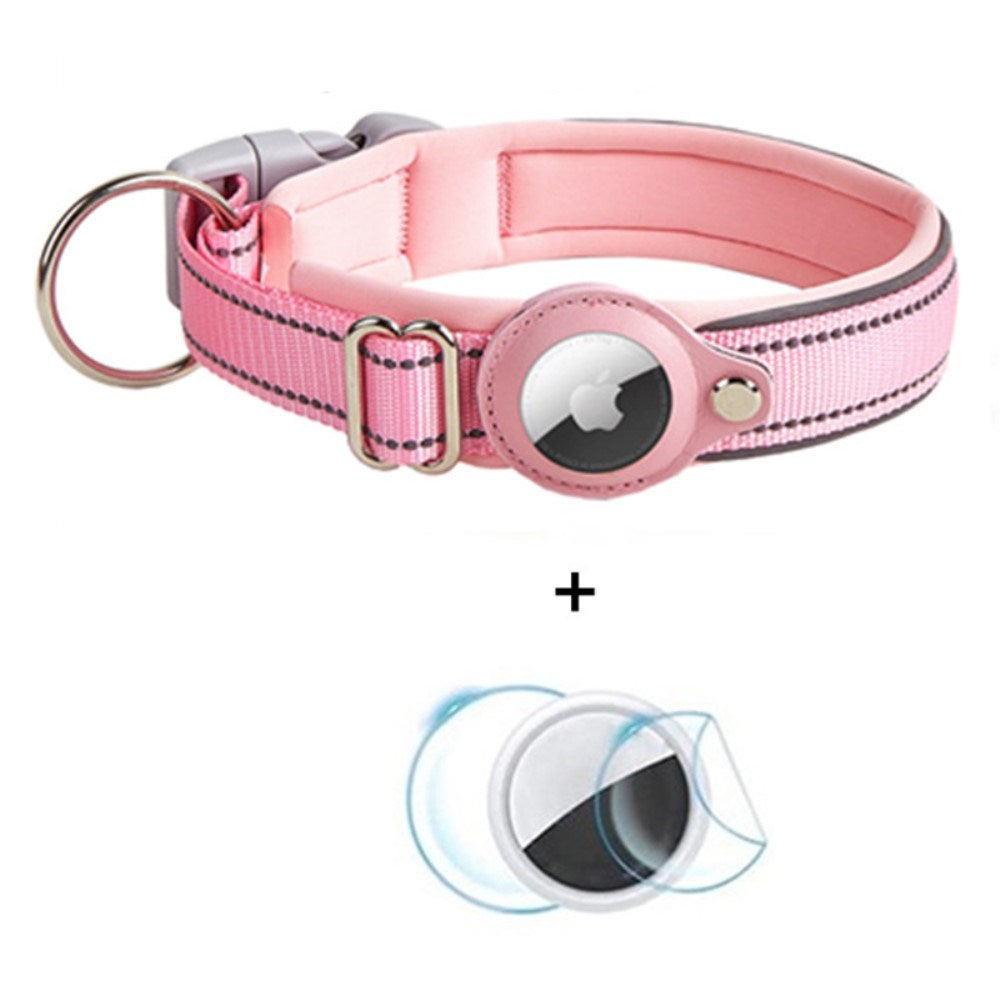 Hundhalsband med Hållare för AirTag - Storlek M (38-45 cm) - Rosa