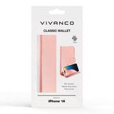 iPhone 16 Vivanco Classic Konstläder Plånboksfodral - Rose Gold