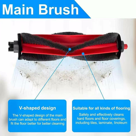 Dammsugarborste till Roborock Q7 TF / Q7 TF+ Robotdammsugare – Röd + Svart