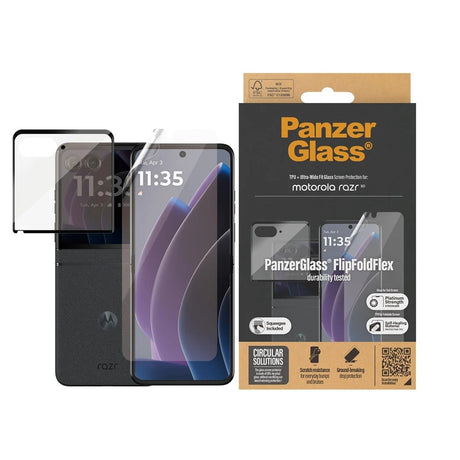 PanzerGlass 2-i-1 Skärmskydd i Glas & Film - Motorola Razr 50 - Genomskinlig/Svart Kant