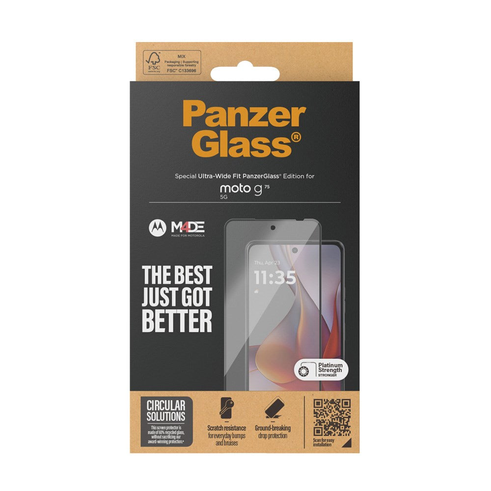Motorola Moto G75 (5G) - PanzerGlass Ultra-Wide Fit Skärmskyddsglas - Transparent / Svart Kant
