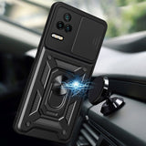 Xiaomi Poco F4 Tåligt Skal med Stativfunktion och Camslider - Silver