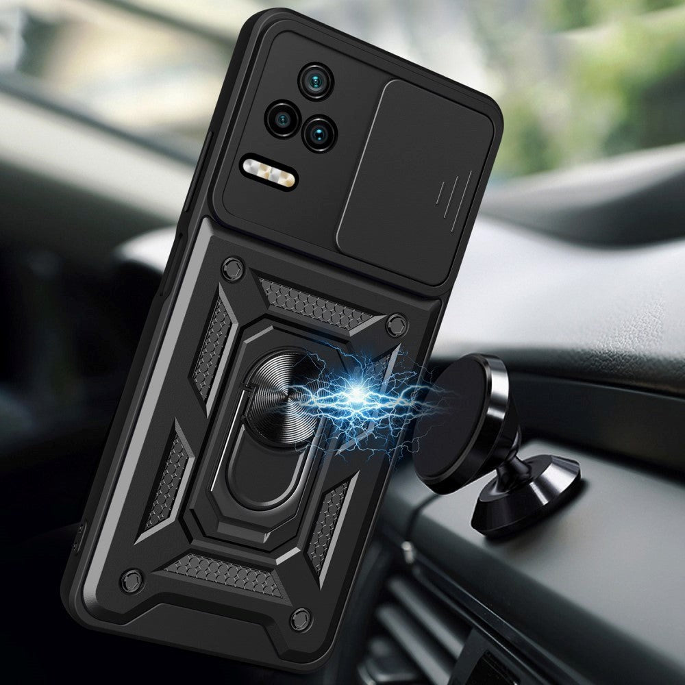 Xiaomi Poco F4 Tåligt Skal med Stativfunktion och Camslider - Mörkblå