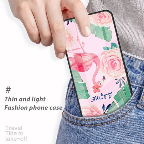 iPhone 14 Pro Skal med Glasbaksida - Flamingo