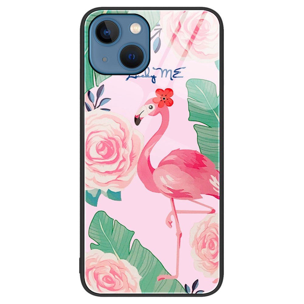 iPhone 14 Skal med Glasbaksida - Flamingo