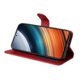 Xiaomi Poco F4 Läder Plånboksfodral med Rem - Röd