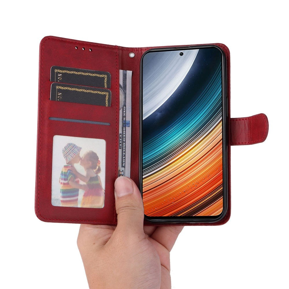 Xiaomi Poco F4 Läder Plånboksfodral med Rem - Röd