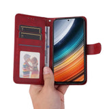 Xiaomi Poco F4 Läder Plånboksfodral med Rem - Röd