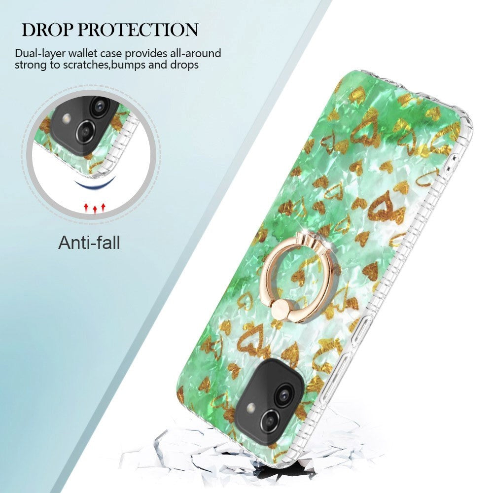 Samsung Galaxy A03 Flexibelt plastfodral m. Ring & Stativ Funktion - Guldhjärtan