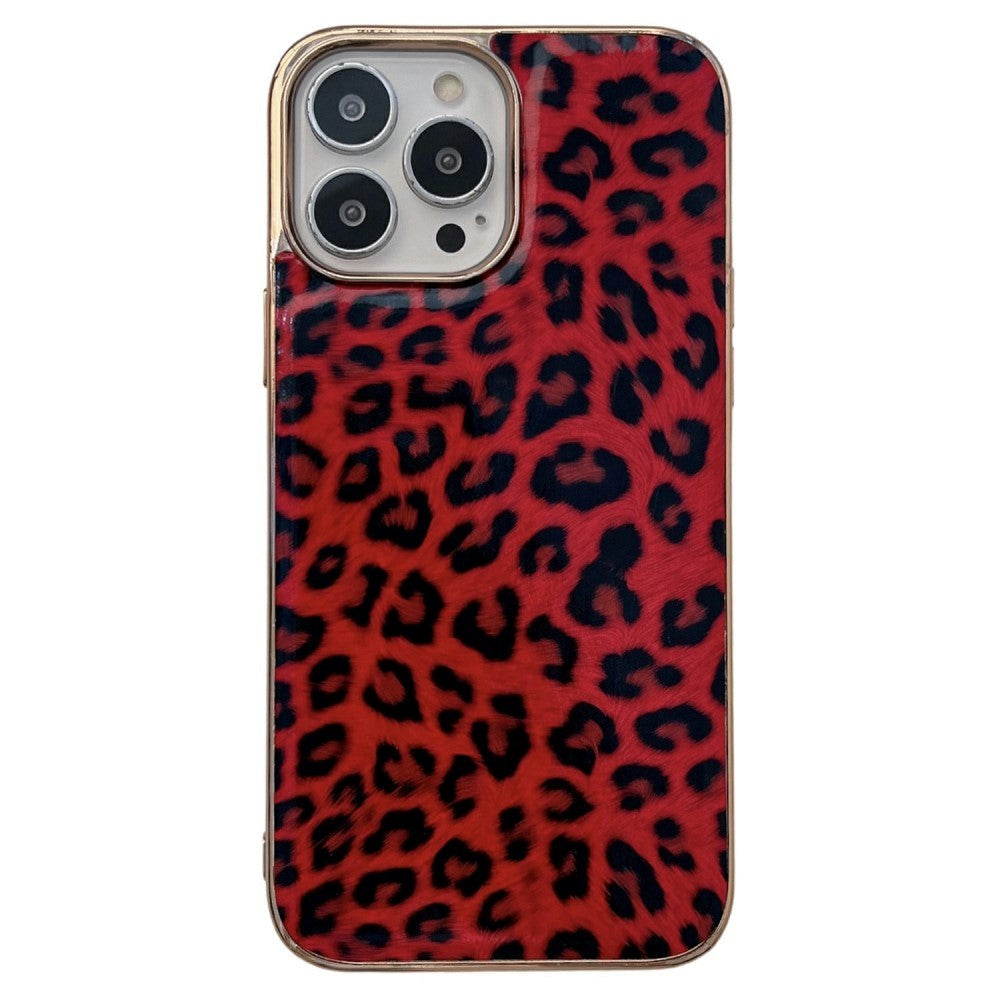 iPhone 14 Pro Skal Flexibel Plast - Leopardmönster - Röd