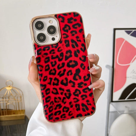 iPhone 14 Pro Skal Flexibel Plast - Leopardmönster - Röd