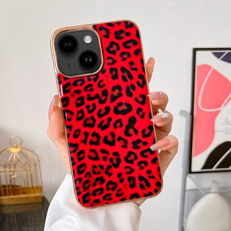 iPhone 14 Skal Flexibel Plast - Leopardmönster - Röd