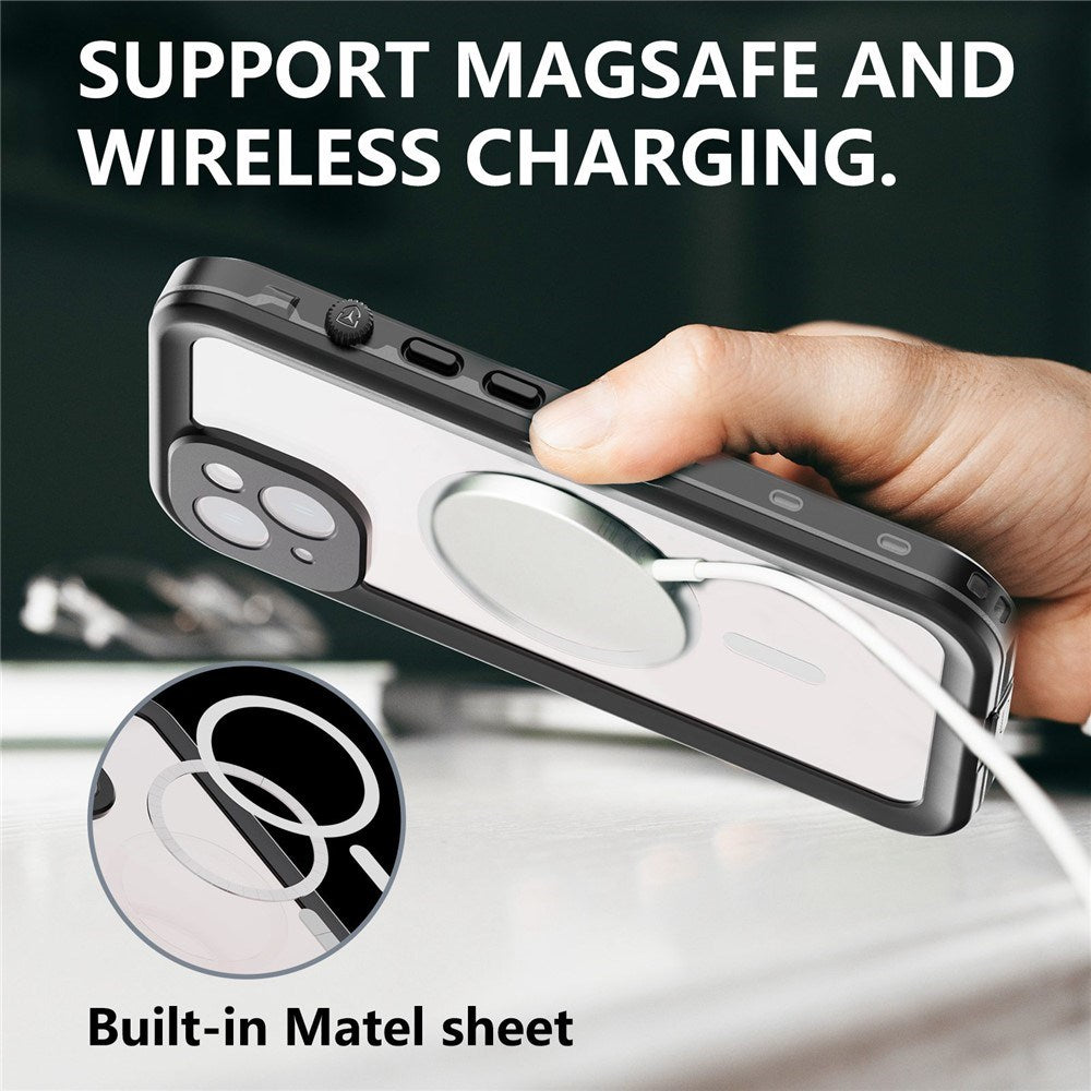 iPhone 14 Redpepper IP68 Vattentätt Skal - MagSafe Kompatibel - Svart / Genomskinlig