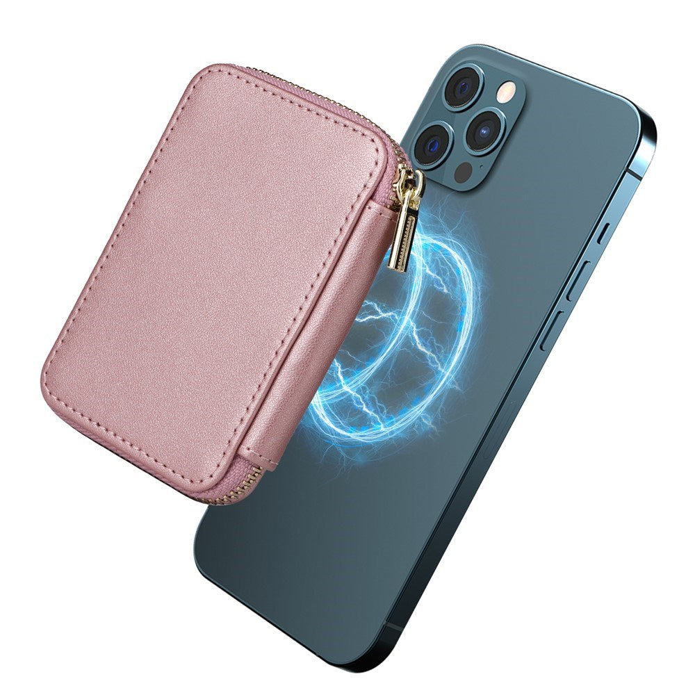 EIDERWOOD Magnetisk Plånbok / Korthållare med Dragkedja - MagSafe Kompatibel - Rose Gold