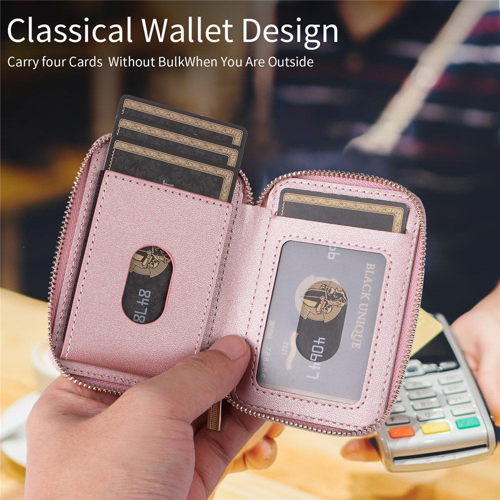 EIDERWOOD Magnetisk Plånbok / Korthållare med Dragkedja - MagSafe Kompatibel - Rose Gold
