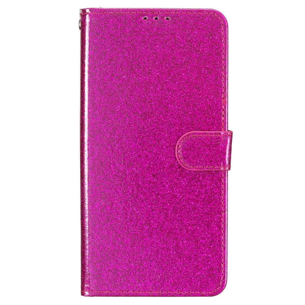 EIDERWOOD iPhone 16 Pro Läder Flip Fodral med Plånbok och Rem - Glitter - Pink