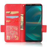 Sony Xperia 5 IV PU Litchi Läder Fodral - Röd