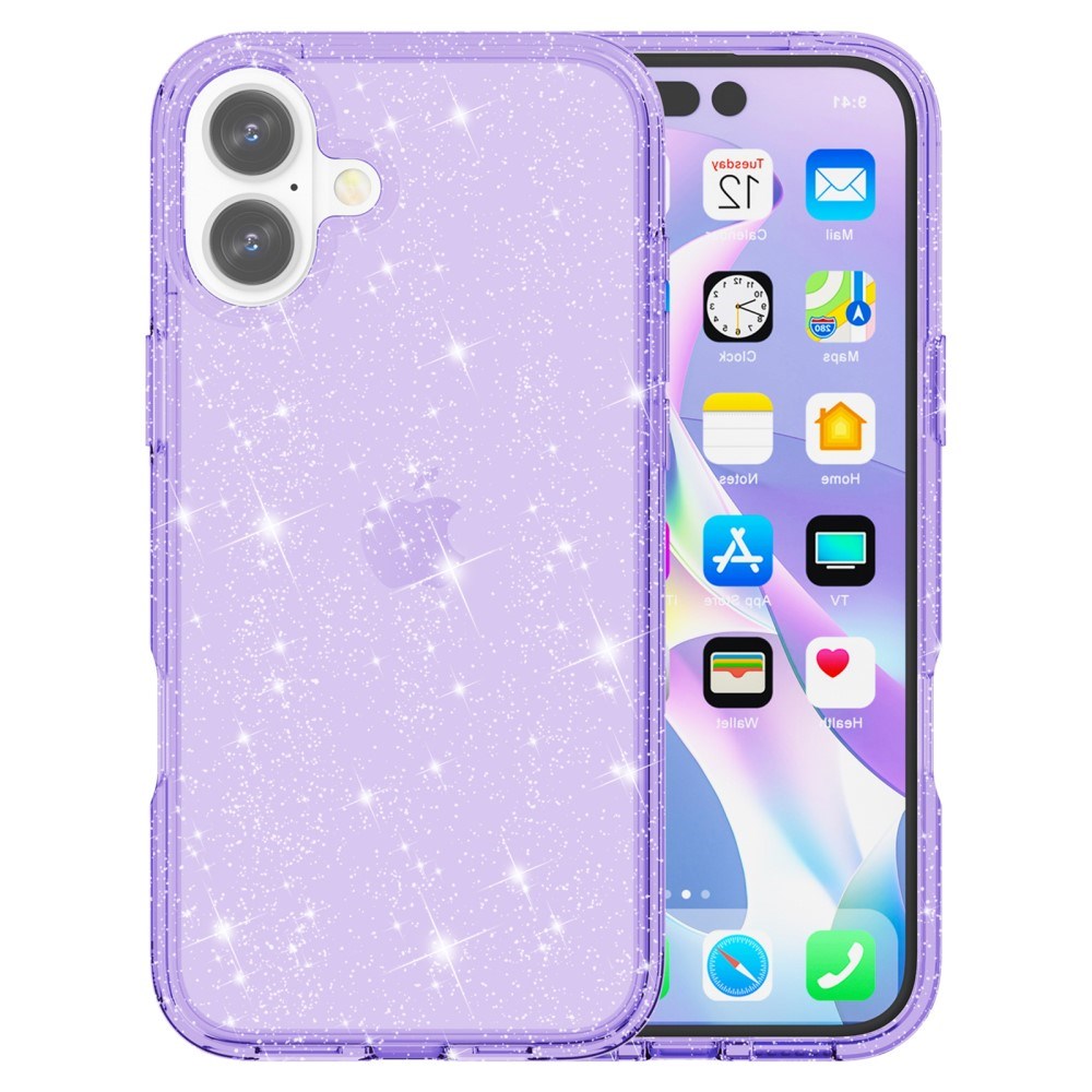 EIDERWOOD iPhone 16 Plus Hybrid Plast Skal - Lila Glitter