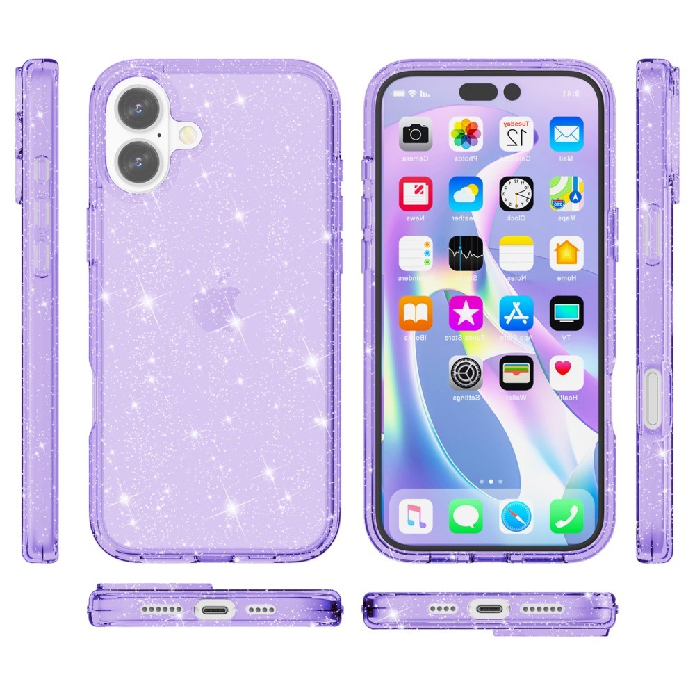 EIDERWOOD iPhone 16 Plus Hybrid Plast Skal - Lila Glitter