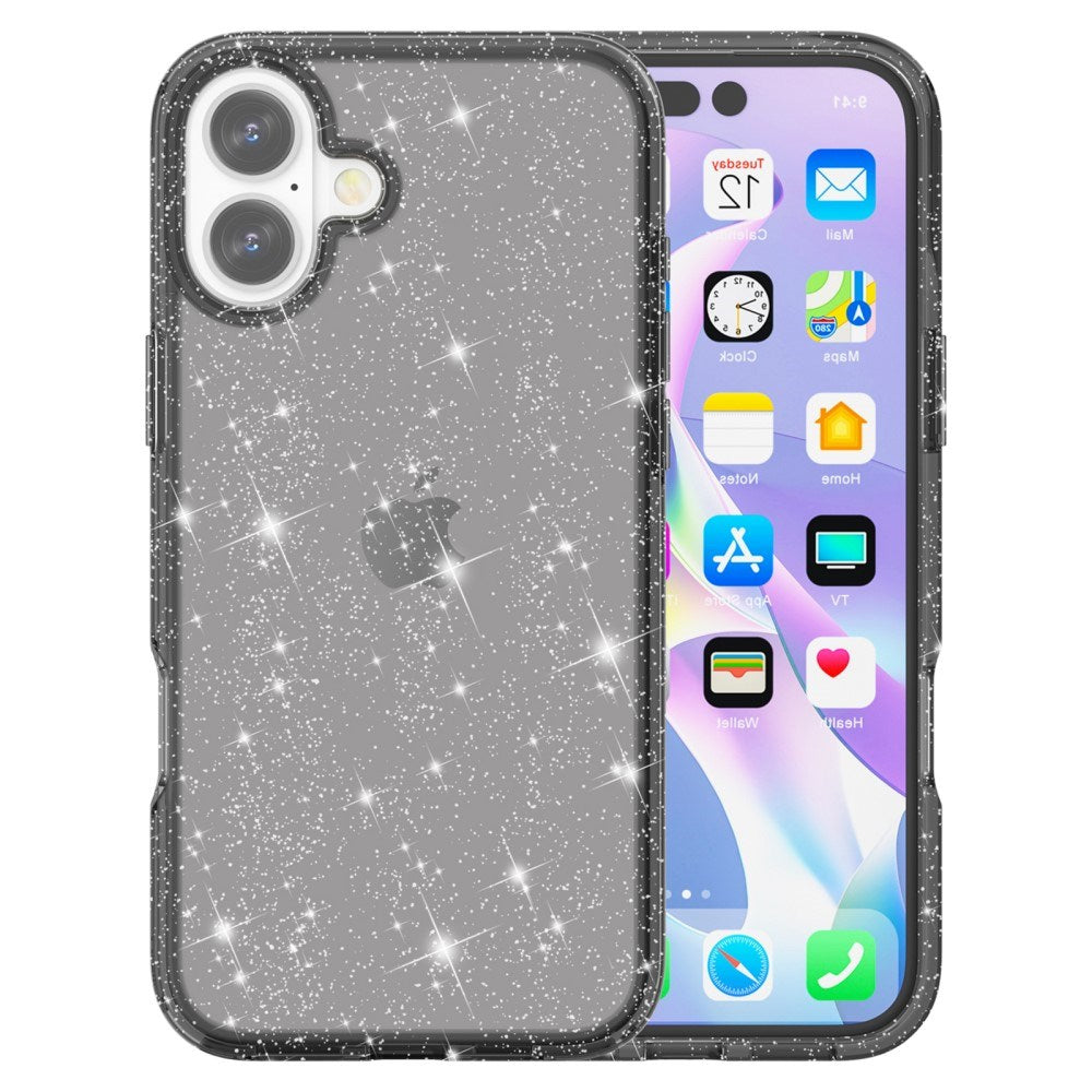 EIDERWOOD iPhone 16 Plus Hybrid Plast Skal - Svart Glitter