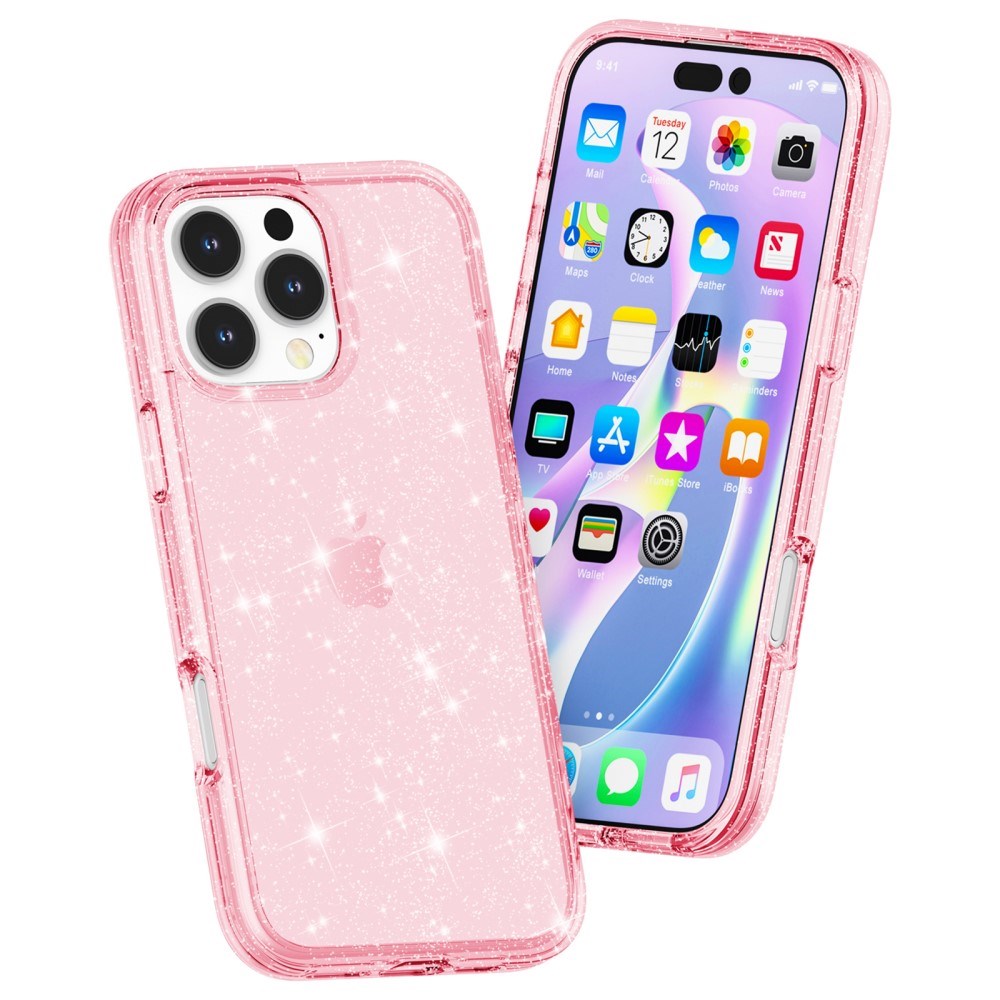 EIDERWOOD iPhone 16 Pro Hybrid Plast Skal - Rosa Glitter