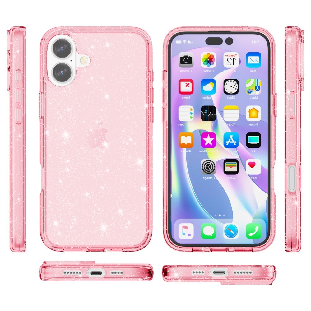 EIDERWOOD iPhone 16 Hybrid Plast Skal - Rosa Glitter