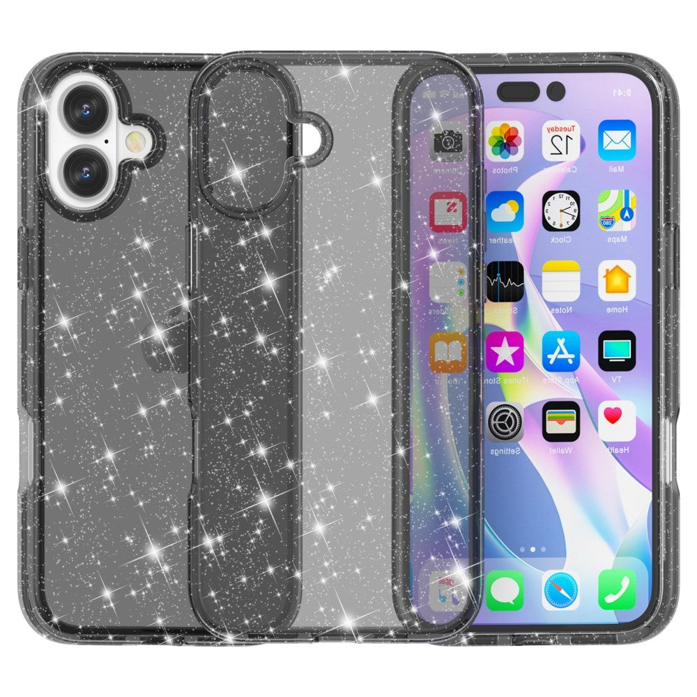 EIDERWOOD iPhone 16 Hybrid Plast Skal - Svart Glitter