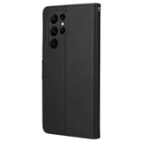 EIDERWOOD Samsung Galaxy S23 Ultra Konstläderfodral med Plånbok & Stativfunktion - Svart