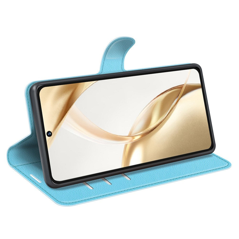 EIDERWOOD Honor 200 5G Fodral med Kortficka – Litchi Textur Konstläder Flipfodral - Blå