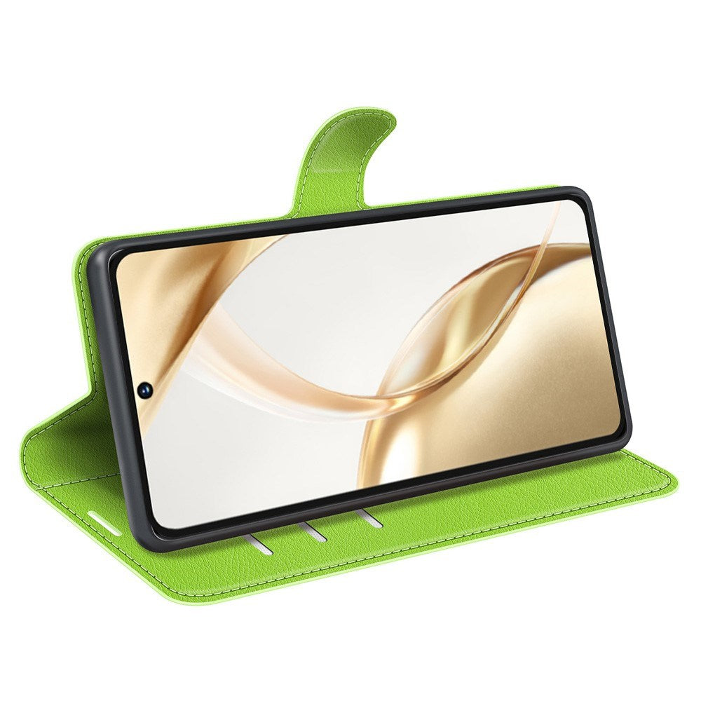 EIDERWOOD Honor 200 5G Fodral med Kortficka – Litchi Textur Konstläder Flipfodral - Grön