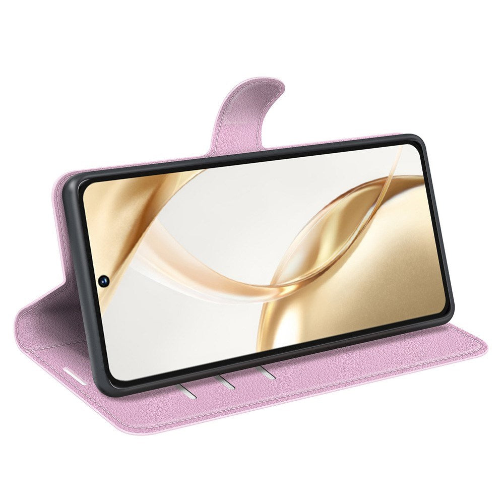 EIDERWOOD Honor 200 5G Fodral med Kortficka – Litchi Textur Konstläder Flipfodral - Pink