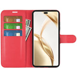 EIDERWOOD Honor 200 Pro (5G) Konstläder Flip Fodral m. Korthållare & Ställfunktion - Röd